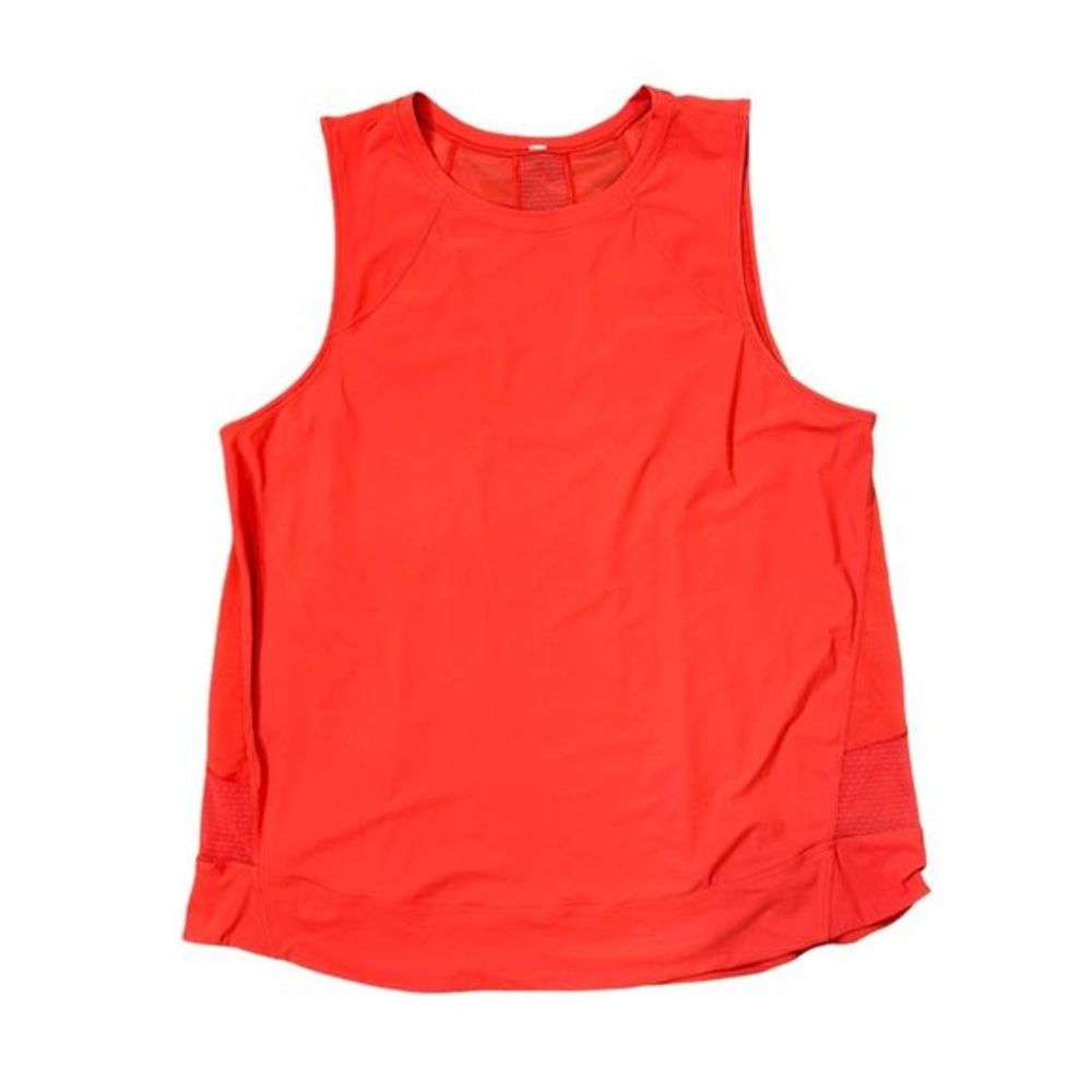 Lululemon Womens Orange Tank Top Workout Mesh Back Large Muscle Tee